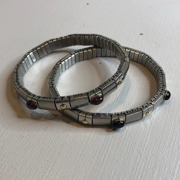 Set of 2 stainless stretch bracelets like Nomination - Picture 1 of 5